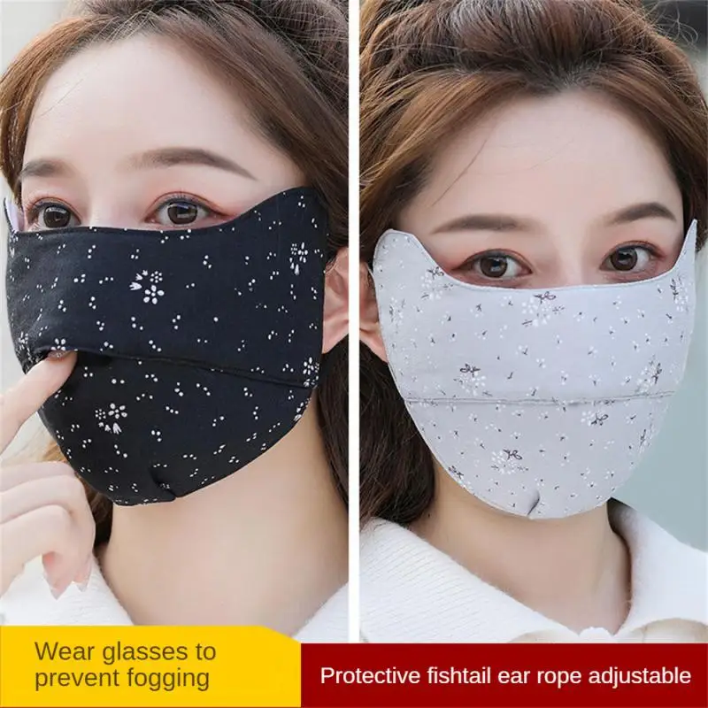 

Солнцезащитная и Ветрозащитная маска для глаз Женская 3-слойная утолщенная осенне-зимняя дышащая моющаяся хлопковая ткань для носа