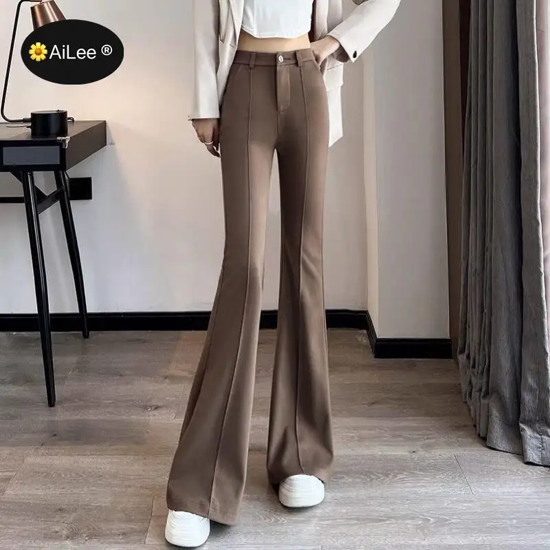 Autumn Winter Women Warm Wool Flare Pants Korean Fashion Warm Slim Vaqueros Bleached High Waist Bell-Bottoms High Street Pants