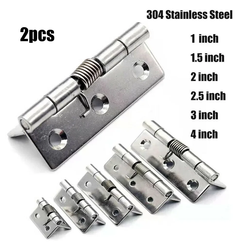 2 Pcs Self Closing Spring Hinge Stainless Steel Doors Hinge Cabinet Hinge Furniture Hardware Accessories /1/1.5/2/2.5/3/4inch