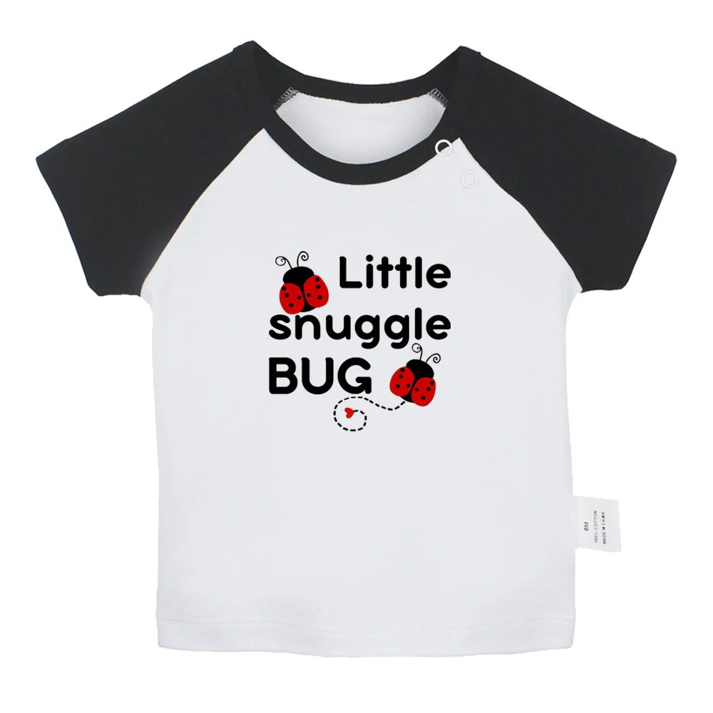 

New Lady beetle Little Snuggle Bug Fun Baby T-shirts Cute Boys Girls Tees Infant Short Sleeves T shirt Newborn Clothes Kids Tops