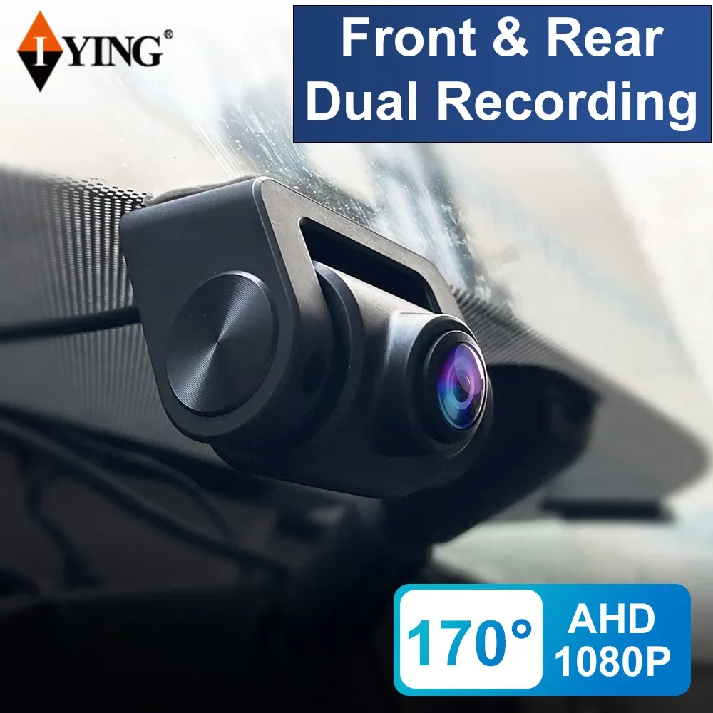Dash Cam Front Rear Cameras Starlight Night Vision Dual Recording 170&deg; Wide Angle AHD 1080P Waterproof Loop Recording DVR