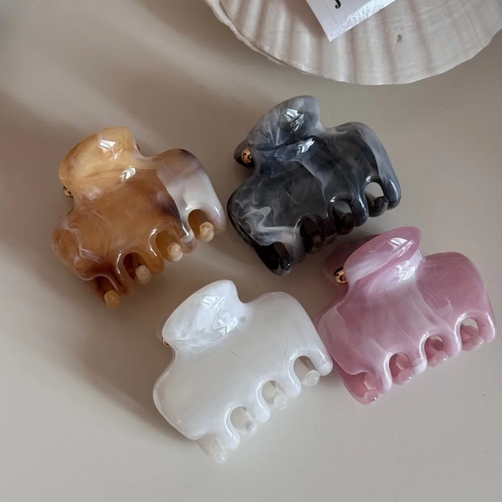 Neue Haarklammern mit Tuschmalerei-Muster, Quadratische Rosa Krabben-Haarspange, Große Plastik-Haarklammer als Kopfschmuck – Detail 4