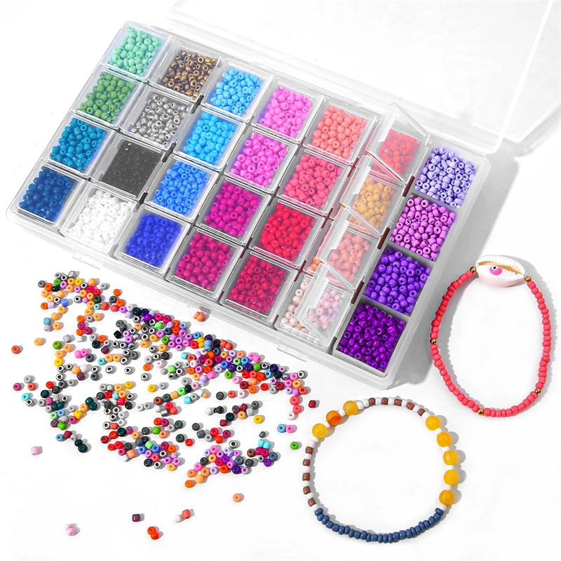3mm Super Excellent Solid Color Paint Glass Rice Beads Diy Material Handmade Bracelet Beaded Ring Jewelry Accessories