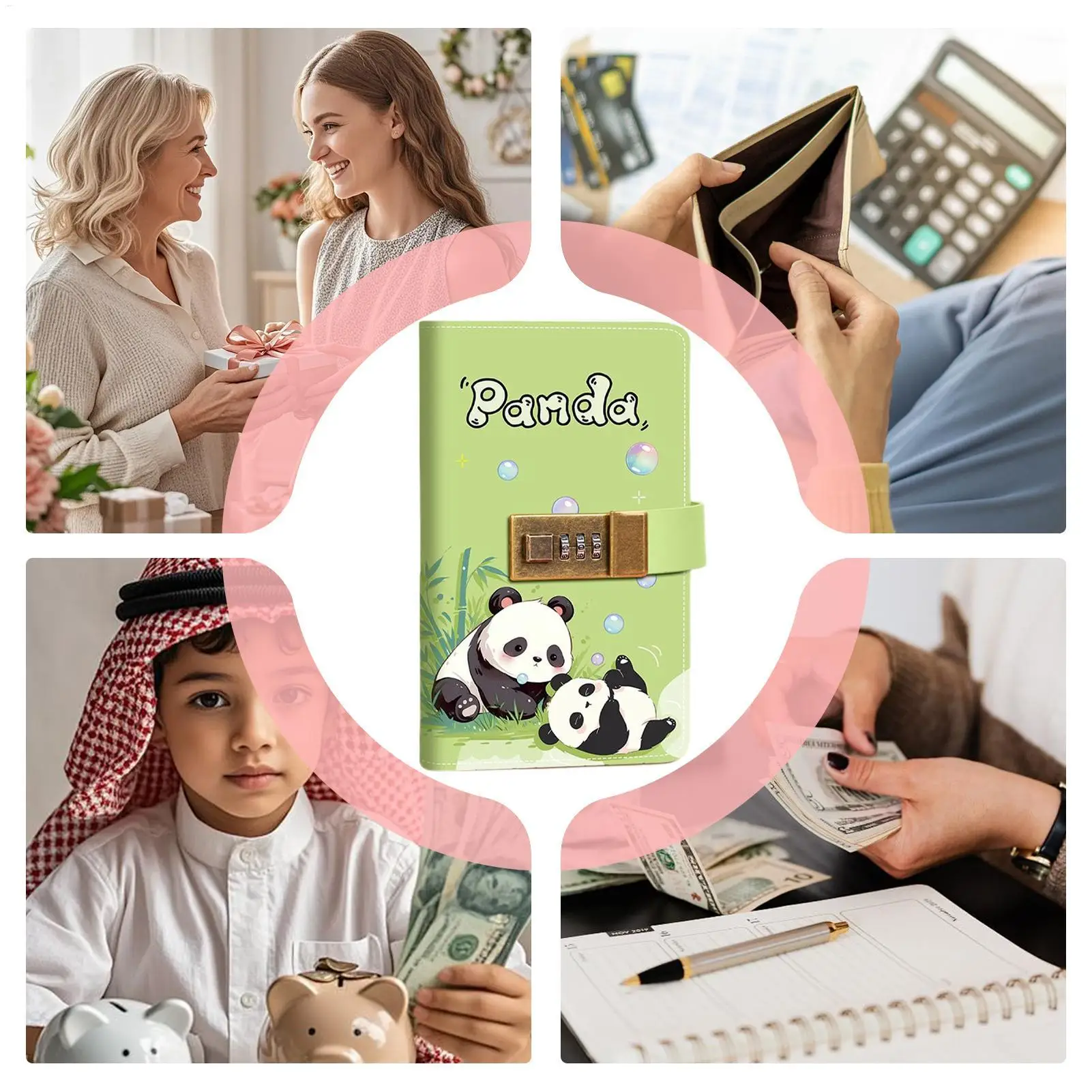 Money Saving Book with Combination Lock Organizer Money Book for Cash Saving Challenge for Budget Bill Banknote Storage