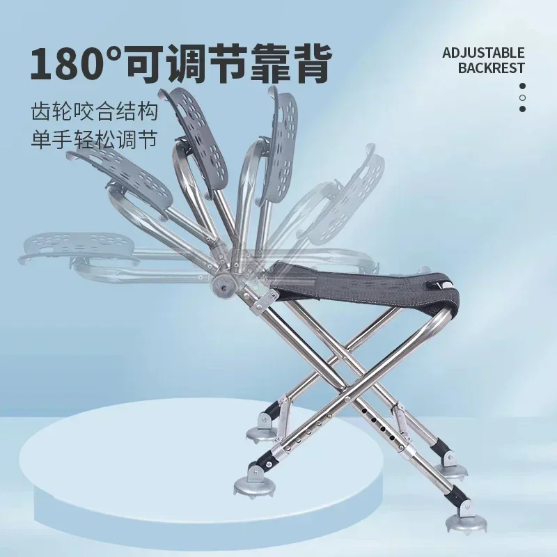 Specialized Fishing Equipment All Terrain Fishing Chair Stainless Steel Folding Stool Adjustable Angler's Seat Gear