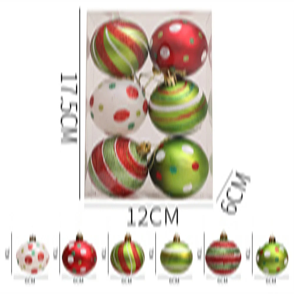 thumbnail image 1 of 6 piezas/caja de adornos de bolas de Navidad de 6 cm, colgante para árbol de Navidad, decoraciones navideñas para el hogar, regalo de Navidad y Año Nuevo, 1 of 5
