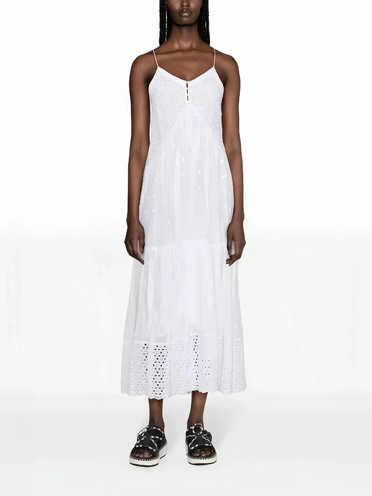 

Длинное платье с вышивкой Madeira, элегантные сексуальные кружевные ажурные женские платья для отпуска, Новинка лета 2024