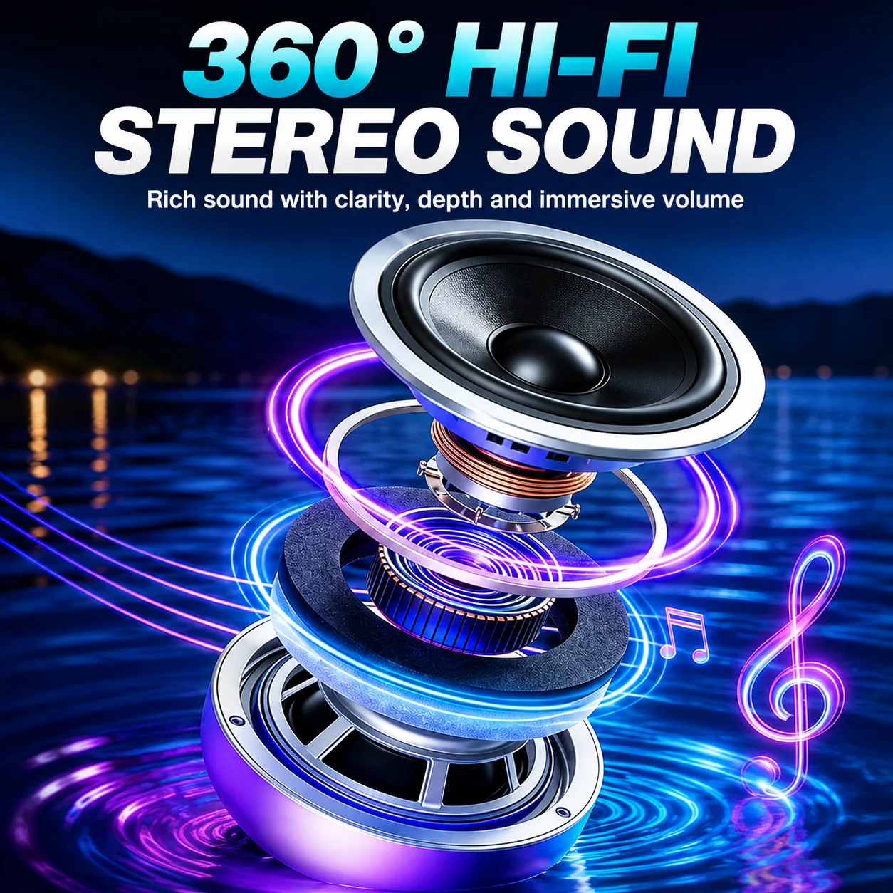 Portable Waterproof Bluetooth Pool Speaker with Colorful Lights and Built-in Mic