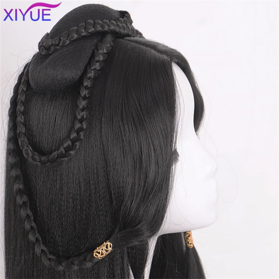 XIYUE Hanfu Wig Headband Women Chinese Style Synthetic Hair Piece Antique Modelling Cos Pad Hair Accessories Headdress Black