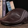 BUTTERMERE Flat Caps Men Real Leather Duckbill Hats Berets Earflaps Black Casual Directors Cap Male Vintage Winter Driving Caps 3