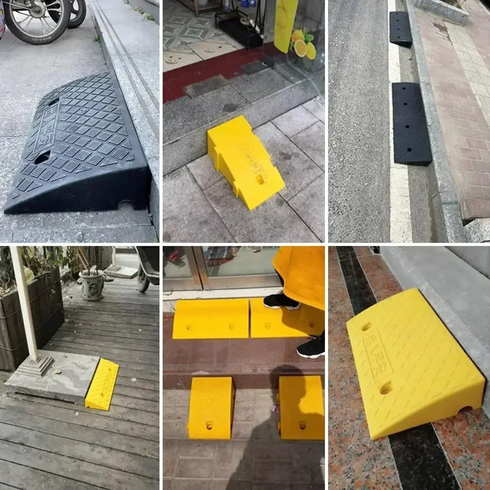 Plastic PVC Road S-lope Ramp Pad Portable Car Step UphillTriangle Mat Curb Garage Ramp Non Slip Flooring Ramp