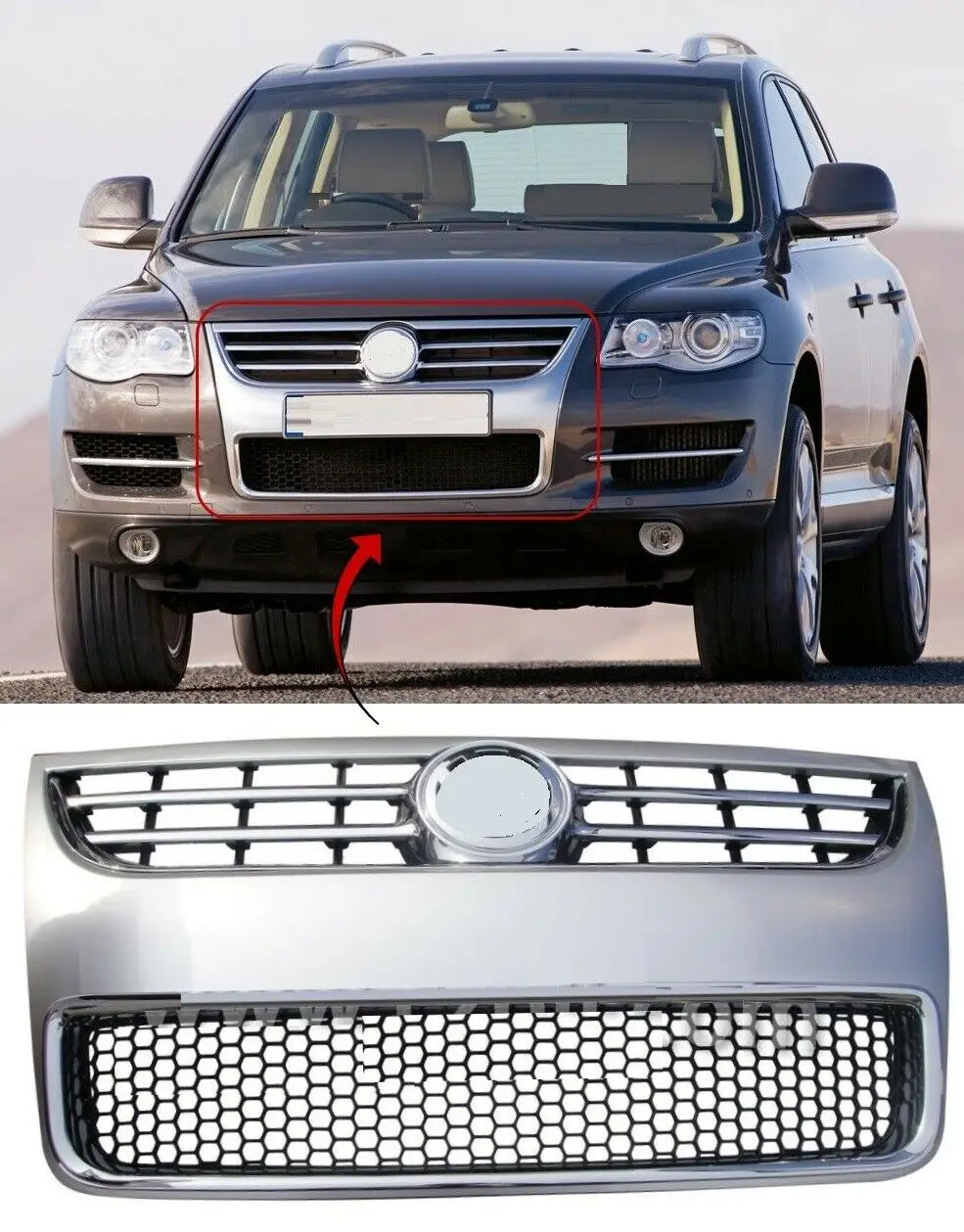 1 шт. для VW Touareg 2007-2010 передняя основная решетка с нижней и верхней радиацией