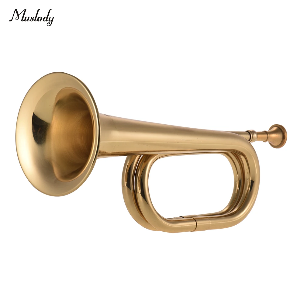B Flat Bugle Call Trumpet Brass Cavalry Horn with Mouthpiece for School Band Cavalry Military
