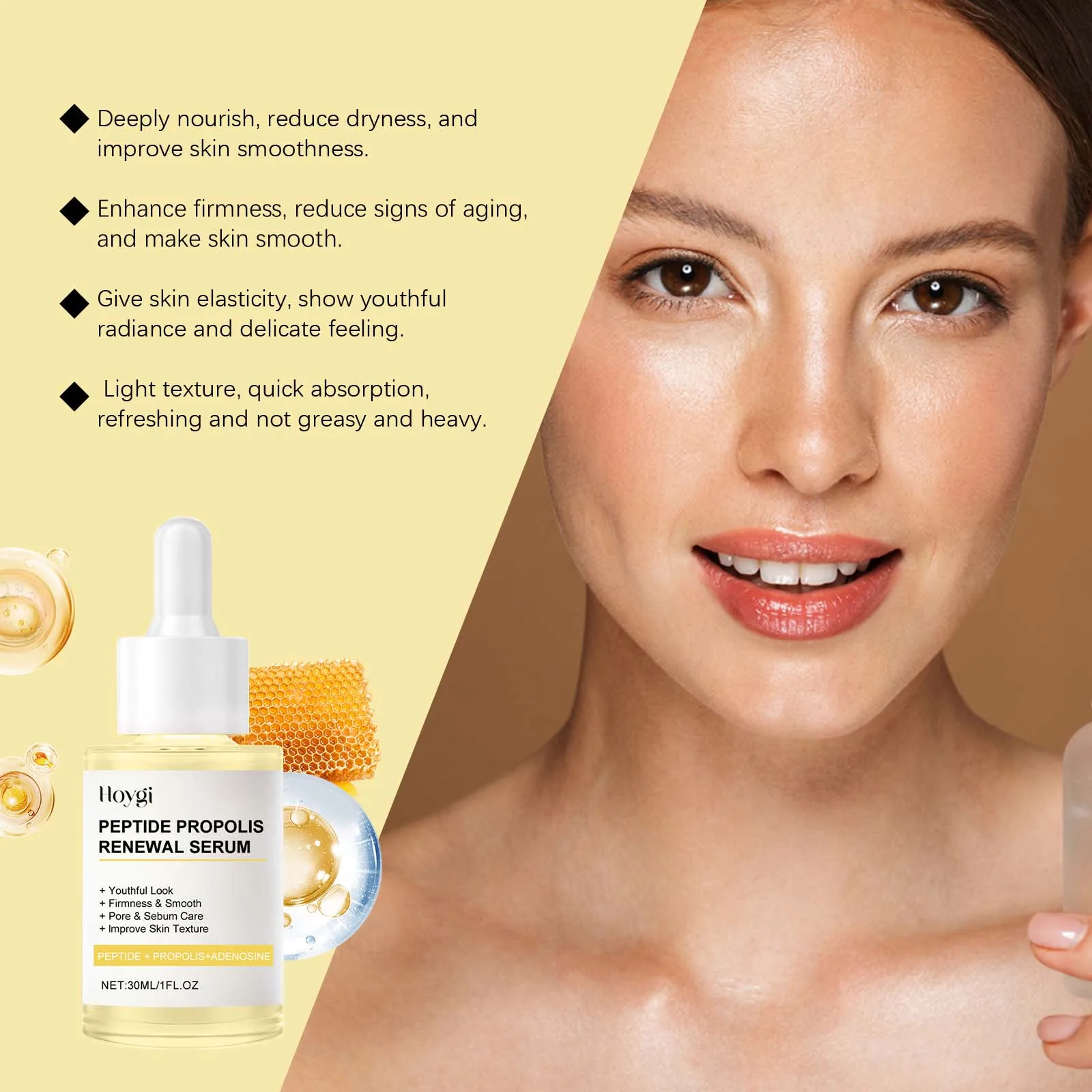 Peptide Propolis Face Serum Reduce Dryness Firming Lifting Anti Redness Renewal Smoothing Nourishing Repair Damaged Skin Essence 6