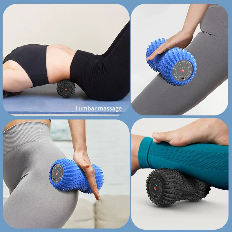 Yoga Peanut Ball Electric Fascia Fitness Roller Vibration Massage Shoulder Neck Waist Leg Muscles Relaxation Connect Bluetooth