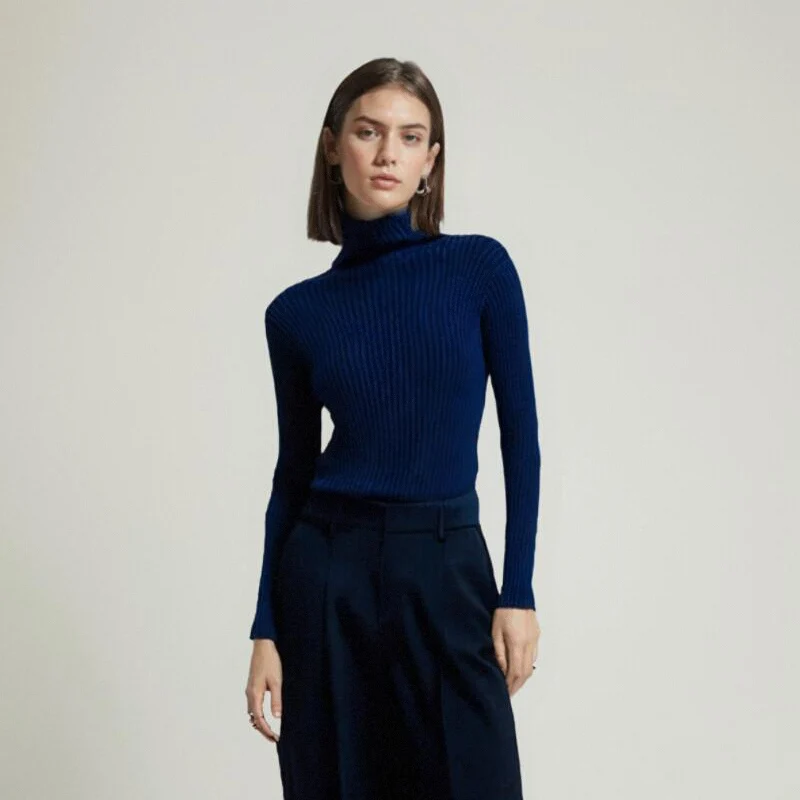 Maglione Donna A Coste Maniche Lunghe – Top Leggero Girocollo – Maglioncino Elasticizzato Per Autunno E Inverno – Ideale Per Ufficio E Tempo Libero
