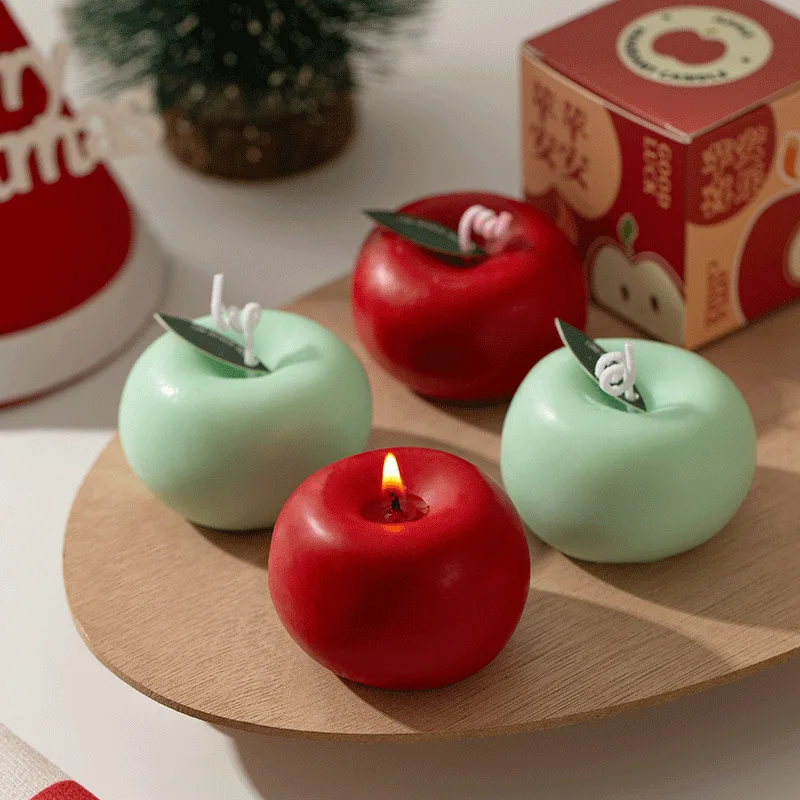 1 قطعة شكل التفاح الشموع المعطرة عيد الميلاد محاكاة عيد الميلاد جو الديكور هدية مزخرفة