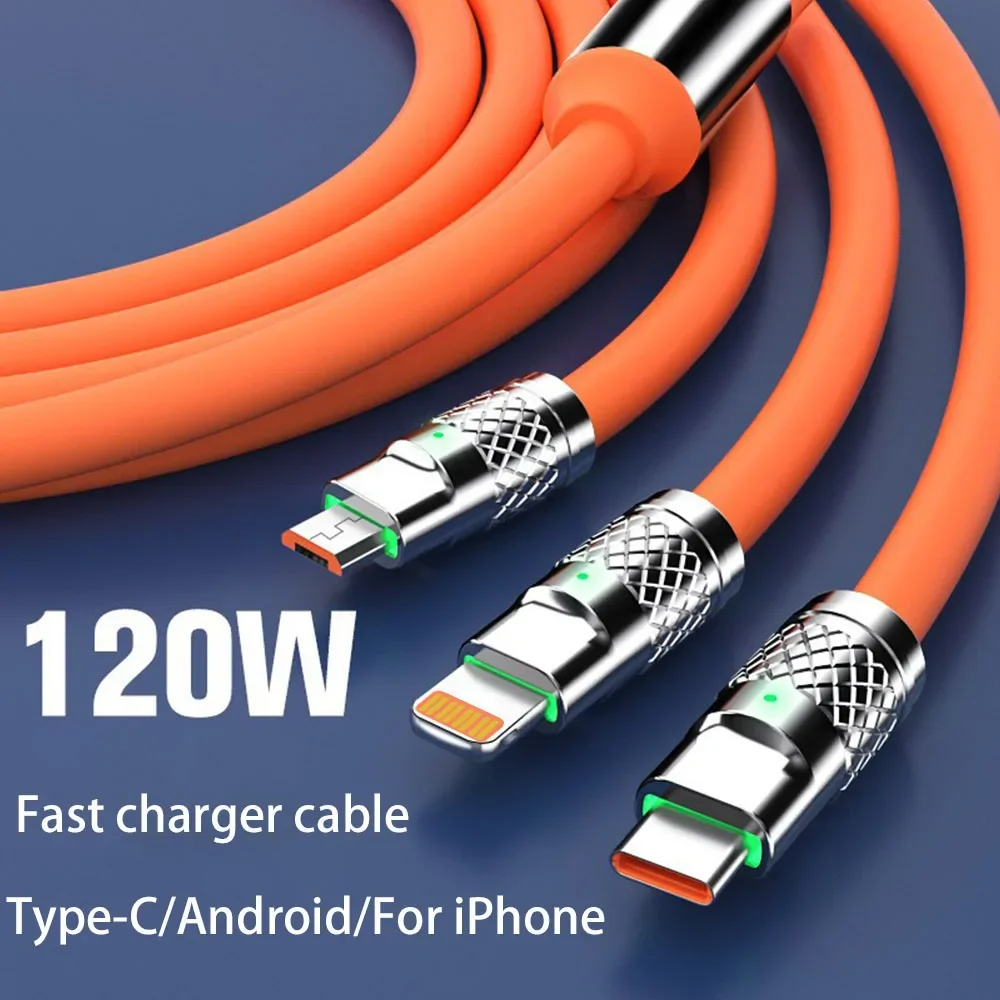 รูปสินค้า สายชาร์จ USB 3 พอร์ต ชาร์จเร็ว 120W สำหรับมือถือทุกแบรนด์