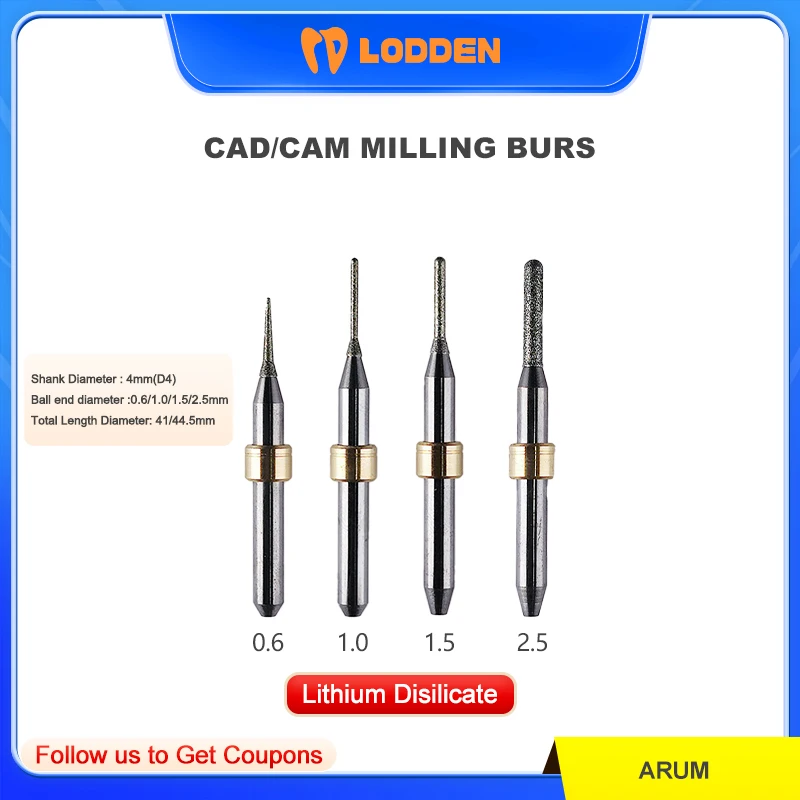 

Dental Lab PRECISION TOOL Milling Burs Fit for Arum Machines-Cutting Glass-Cermics- Overall Length 45mm D4 Materials Tools