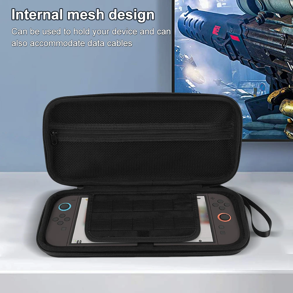 Travel Carry Case with Screen Protector Film Storage Box Portable Storage Bag W/ Mesh Pocket Handbags for Nintendo Switch 2 NS2