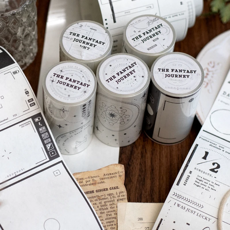 Mr. Paper 흰색 크래프트 종이 테이프, DIY 스크랩북 콜라주 장식 스티커 테이프, 5 가지 스타일, 200cm/롤