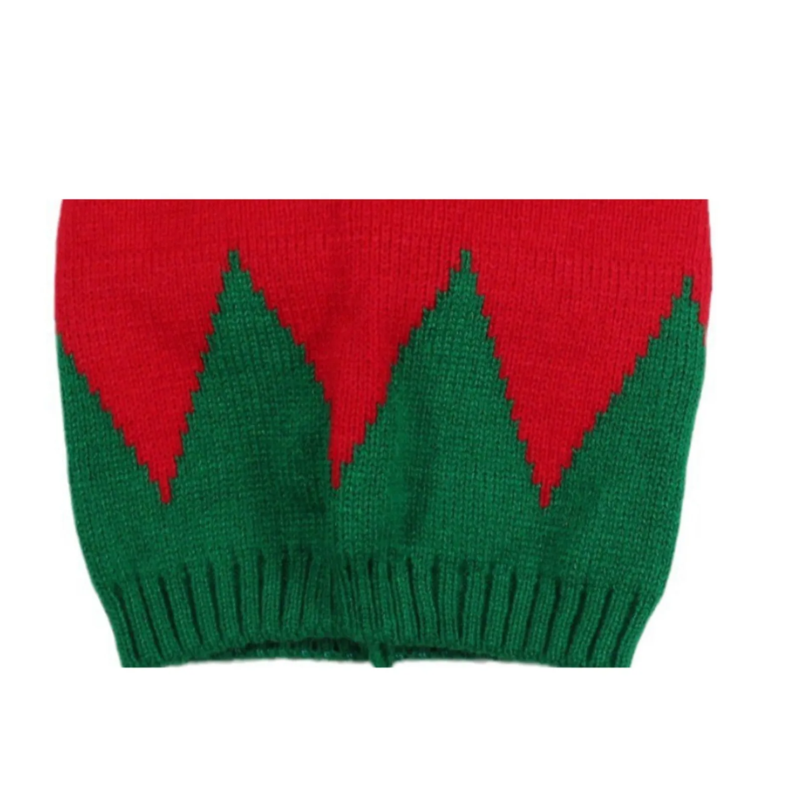 Christmas Elf Santa Beanie - Knitted Red Green Striped Hat