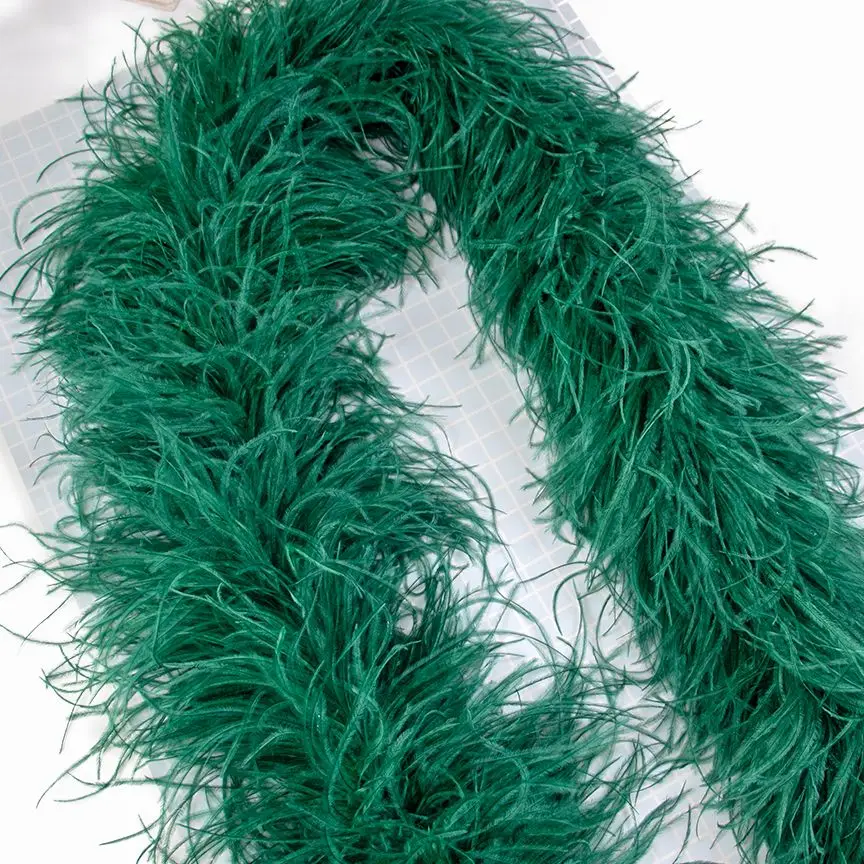 1&2Meter 10ply Ostrich Feather Boa Dark Green Plume Shawl For Wedding Party Dress Tops skirt /Costume Decoration Dancers feather