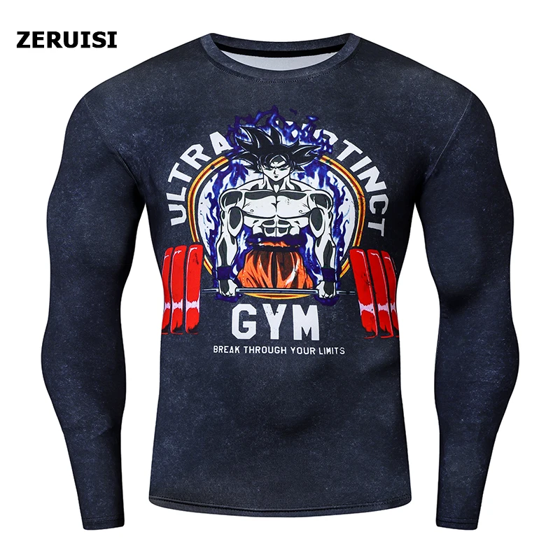 3D-Sublimationsdruck Herren Skinny T-Shirt Lässig Langarm Atmungsaktiv Für Laufen Fitnessstudio Radfahren