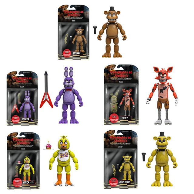 5 Pack Anime Figura Montagem de Brinquedos Cinco Noites Em Freddy Fnaf  Bonito Action Figure Modelo de Pvc Freddy Toys W X