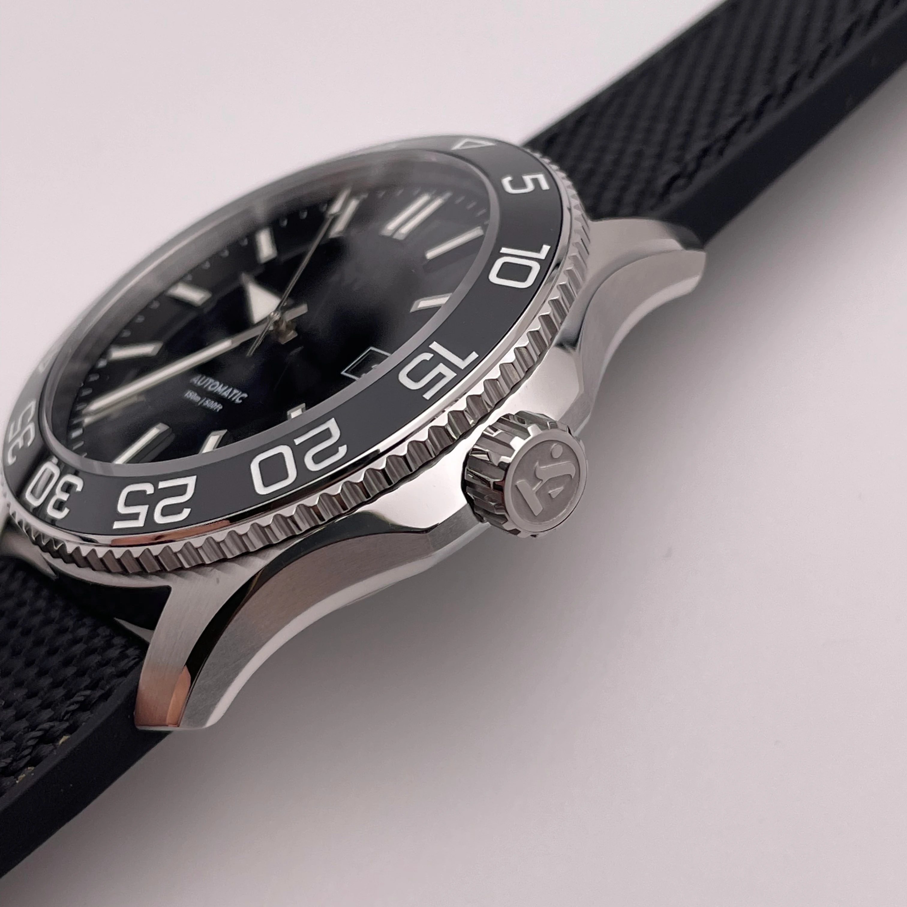 SH Enamel Automatic Diving Watch 150M Water Resistance Full Brushed Bracelet See-Through Back Watch for Men Free shipping Gift