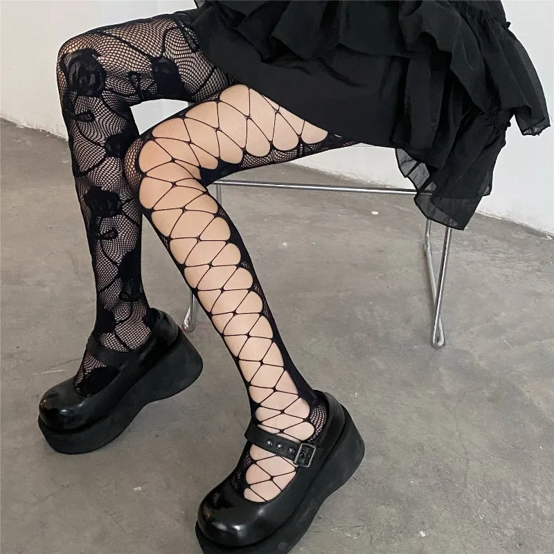 

Gothic Fishnets Stockings Lolita Mesh Tights for Women Netting Stockings Y2k Pantyhose With Pattern Leggings Sexy Lingerie