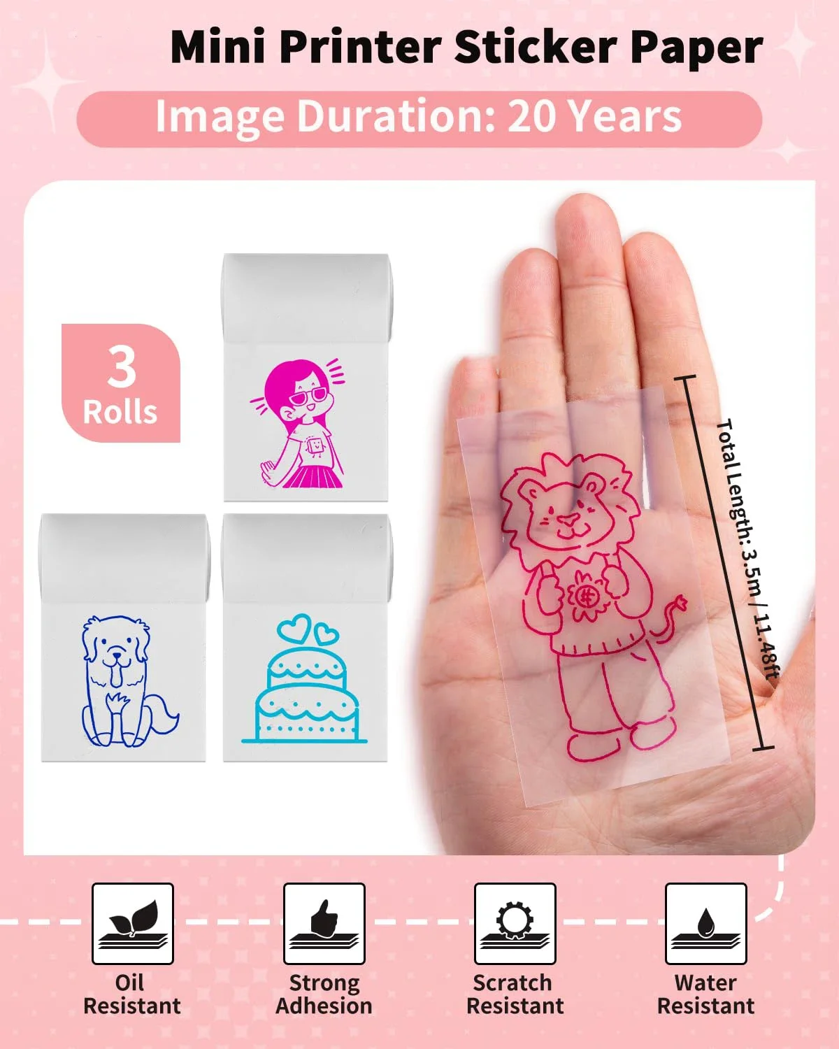 57 مللي متر ورق حراري شفاف ذاتي اللصق سماوي/وردي/أ...