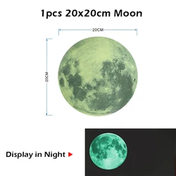Luminous 3D Glow - in - the - Dark Wall Stickers - Fluorescent Stars and Moon (1pc 20cm moon)