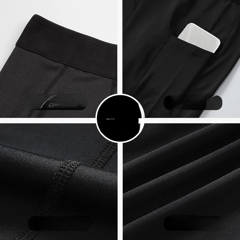 Men Shorts Pockets Outdoor Sweatpants Running Breathable Gym Shorts Quick Dry Casual Wear Basketball Tight Solid