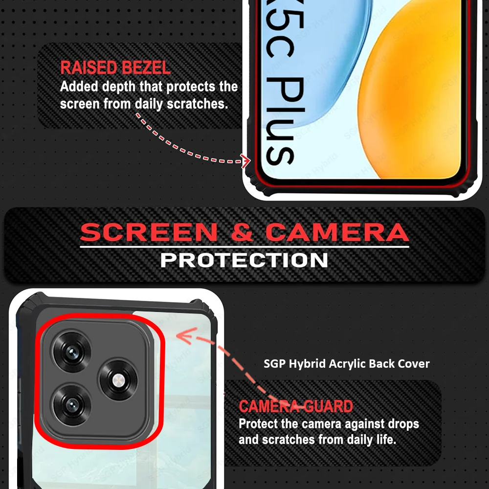 Acrylic Transparent Shockproof Armor Hard Back Cover Case