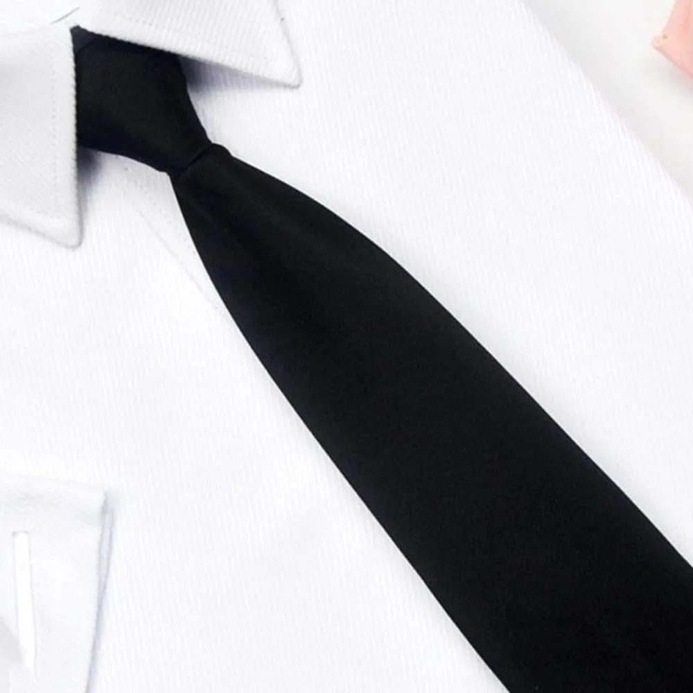 1 Stück schwarze, einfache Clip-On-Krawatte, Sicherheitskrawatte, Doorman Steward Matte, Beerdigungskrawatte für Männer, Frauen, Studenten – Detail 6
