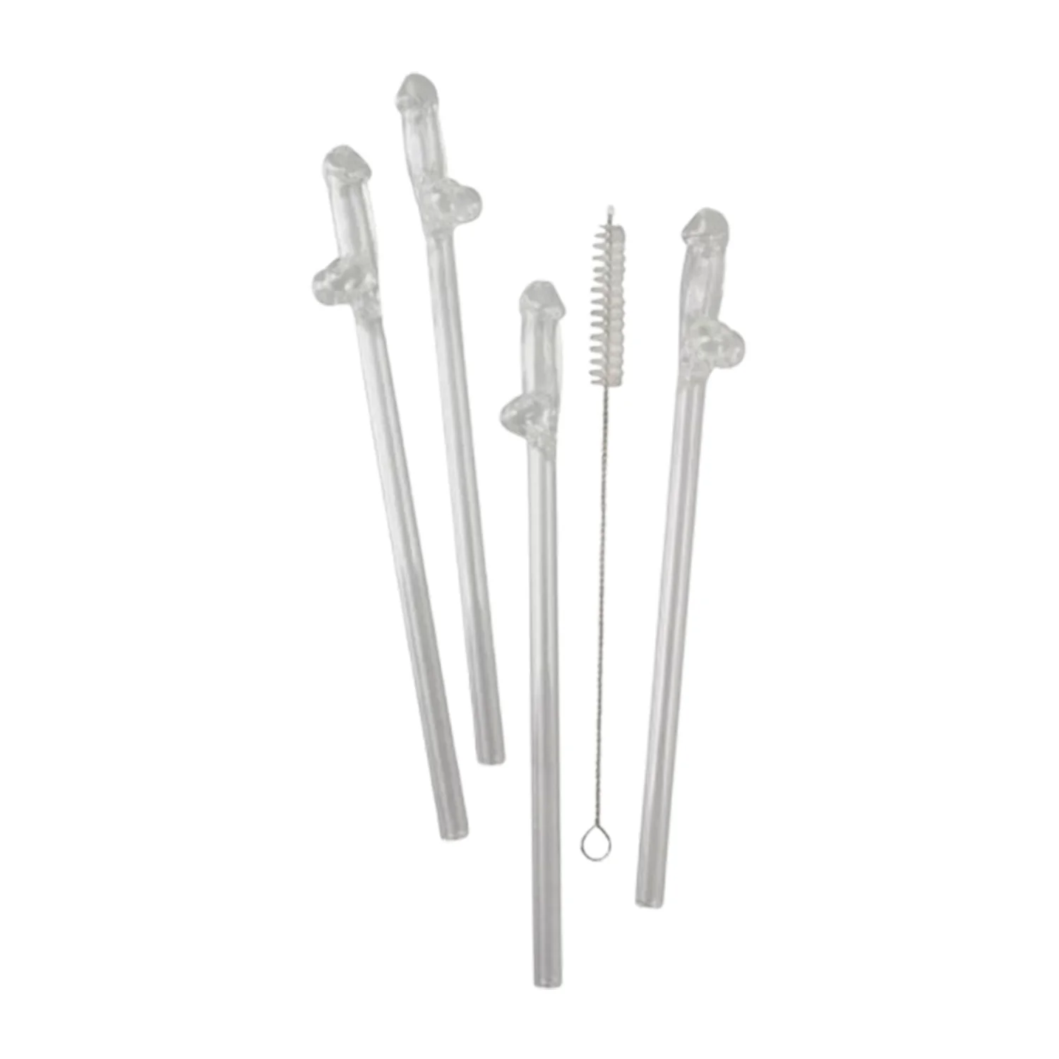 4Pcs Bachelorette Party Penis Glass Straws Reusable Novelty Nude Dick Drinks Straw For Hen Night Bar Wedding Team Bride Supplies