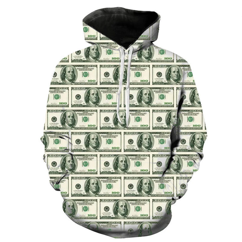 

New 3D Printing Dollar Fashion Men Women Tracksuits Crewneck Hoodies Plus Size S-7XL Harajuku Four Seasons Casual