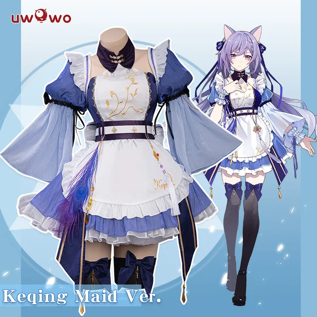 In Stock UWOWO Keqing Cosplay Maid Costume Exclusive Genshin Impact Fanart Cosplay Maid Ver Keqing Maid