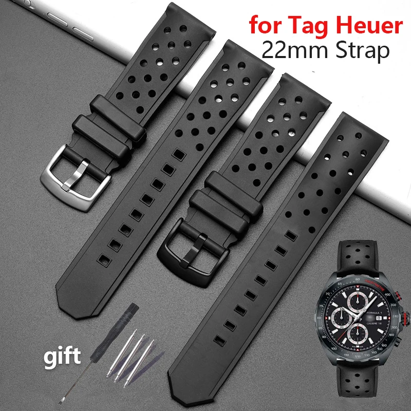 Cinturino In Silicone Nero Per Tag Heuer Racing F1 Waz2113 Bracciale Impermeabile 22Mm Cinturino Subacqueo Cinturini Di Ricambio Traspiranti