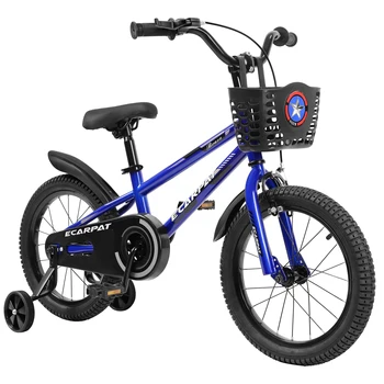 Kids Bike 14 inch for Boys & Girls with Training Wheels, Freestyle Kids' Bicycle with Bell,Basket and fender. 1
