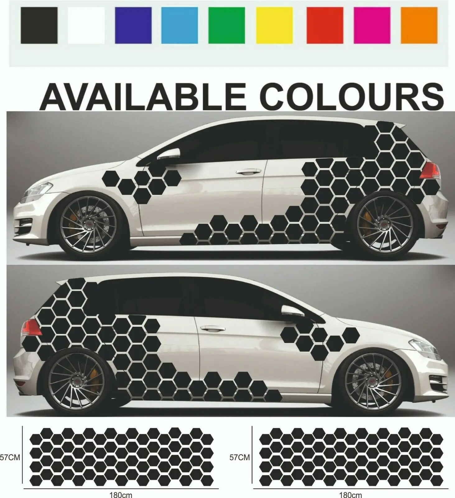 

Car Camouflage kit solid hexagon honeycomb side stickers decals