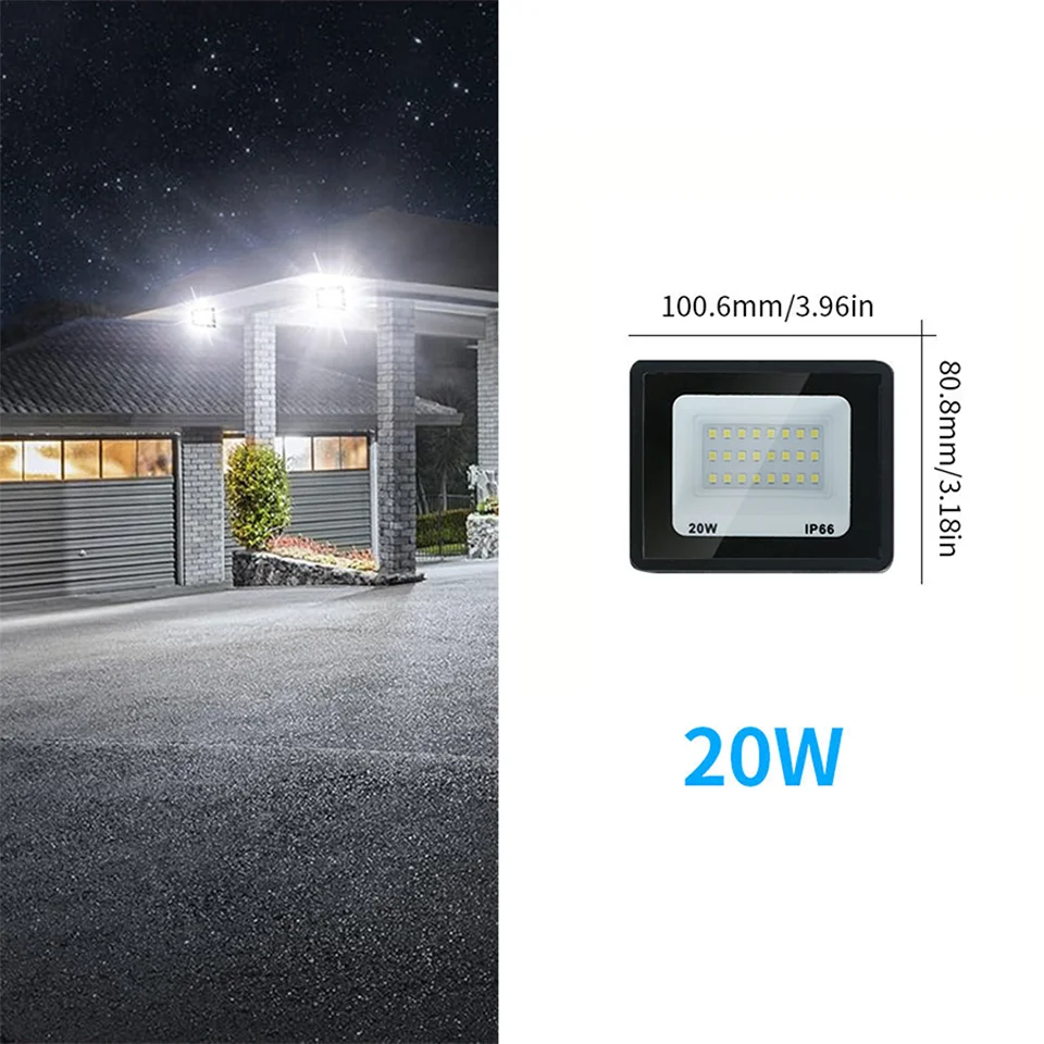 thumbnail image 1 of Foco LED AC220V 110V 10-300W IP66 resistente al agua para exteriores, pared, jardín, reflector LED, farola, luces de pared, 1 of 5