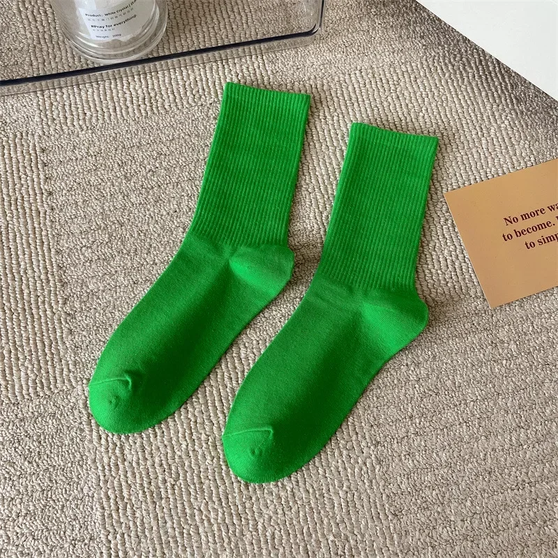 Vibrant Cotton Soft Socks - Women's Mid-Tube Fashion Hosiery in Bold Colors