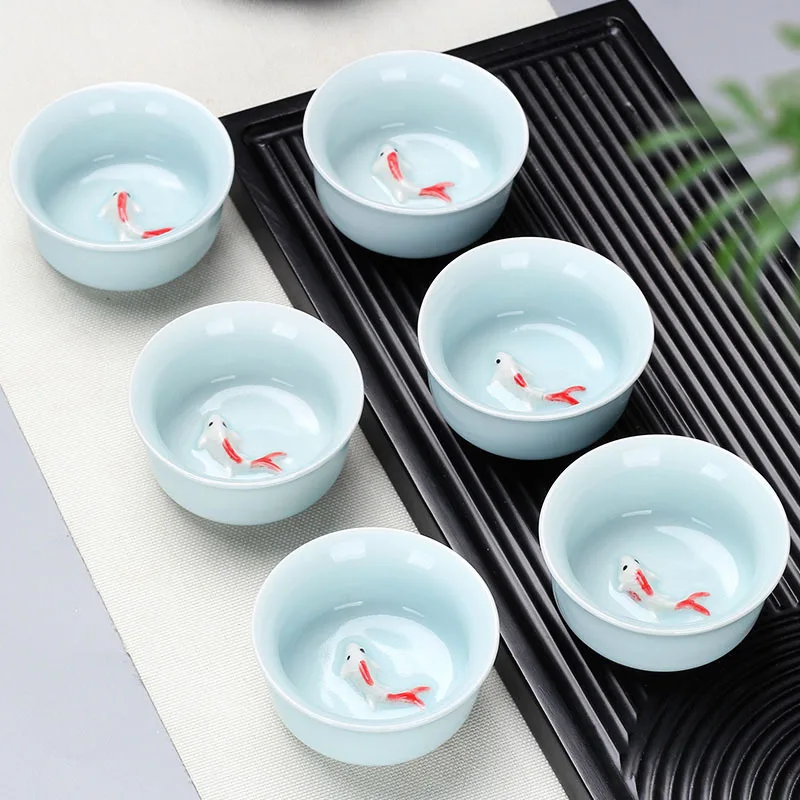 Hand-painted orchid ceramic small tea jar Creative storage jar Kung Fu tea set mini bin household storage
