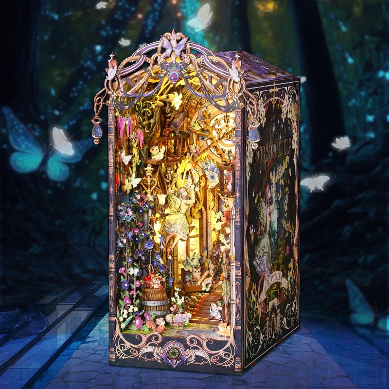 DIY 북 누크 키트 선반 3D 나무 책장 북엔드 만들기 방 장난감 홈 침실 장식 인형집 크리스마스 선물용