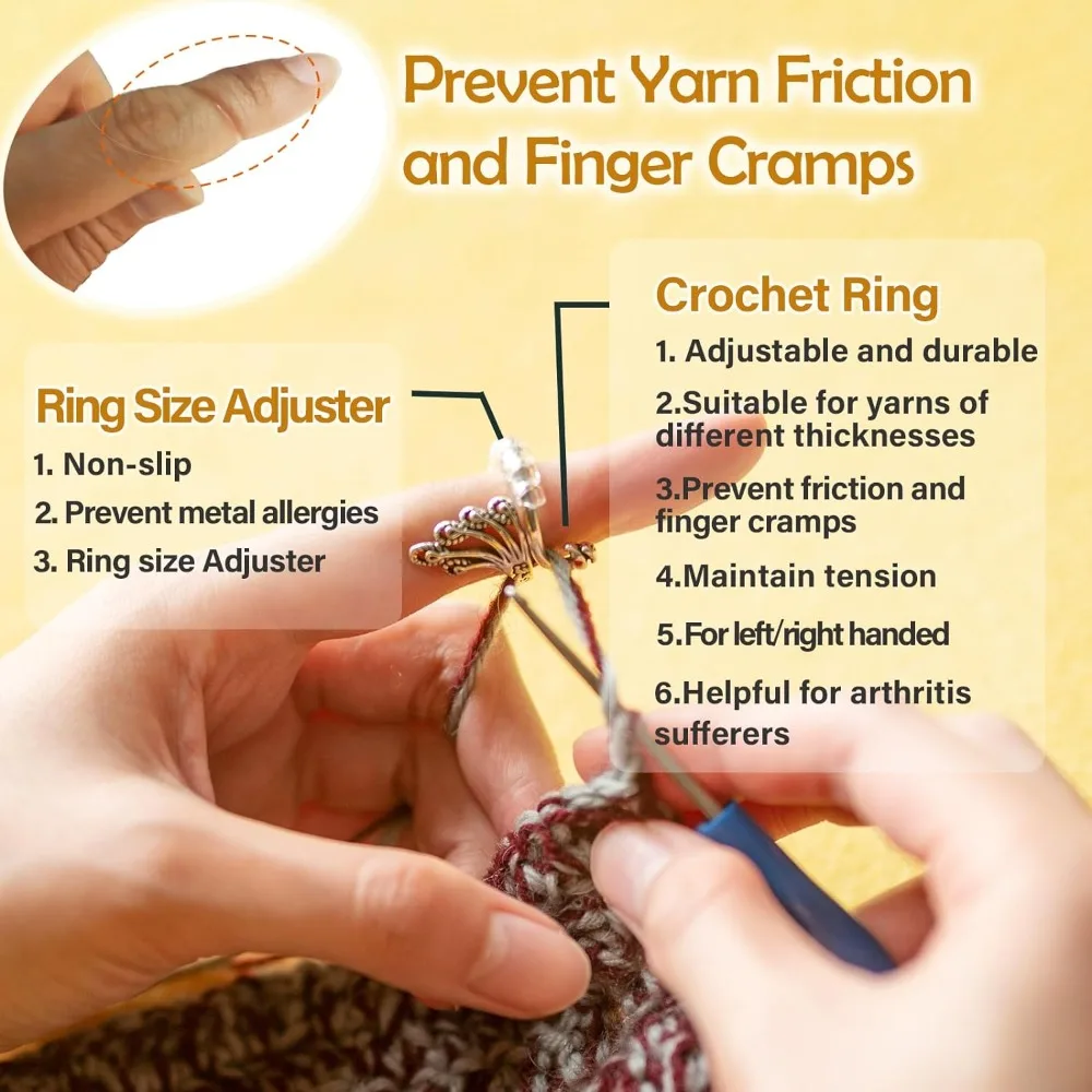1/2Pcs Adjustable Crochet Finger Ring Tension Ring Open Yarn Guide Finger  Clip Knitting Finger Wear Yarn Tools Sewing Accessory - AliExpress