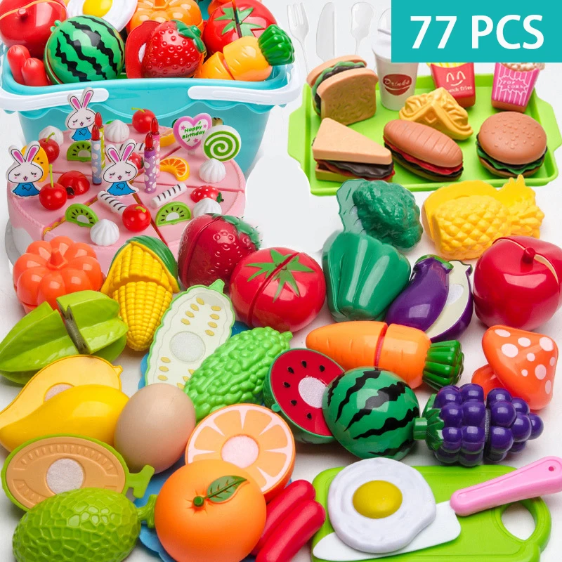 Fun Little Toys 15.7 inch Pretend Play Sink Toys, 31 Pcs Pretend Play Kitchen Toys Set with Play Food, Cutting Food and Utensils Tableware Accessories