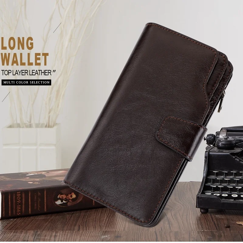 

Men's Clutch bag Business Fashion Multi-card Leather Long Wallet Large Capacity First Layer