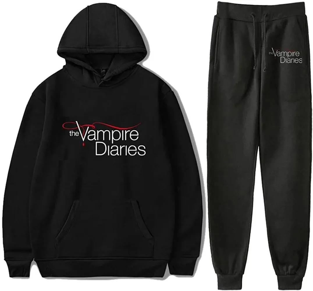 The Vampire Diaries Felpe Set Di Due Pezzi Tuta Manga Longa Felpe Con Cappuccio + Pantaloni Jogger Streetwear Calcuas Conjuntos Dos Homens